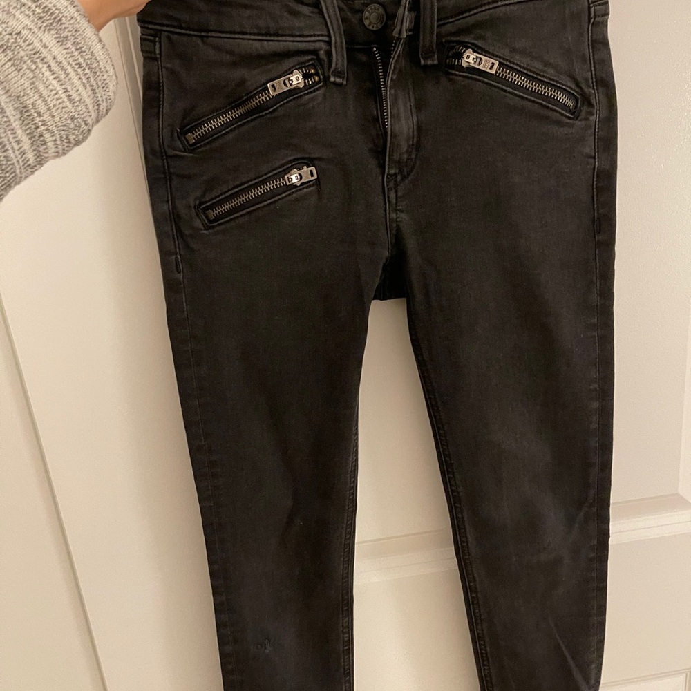 Rag & Bone skinny moto zip ankle jeans